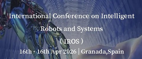 A stylized image of a robotic hand and a human hand, with the IROS 2026 conference details for Granada, Spain.