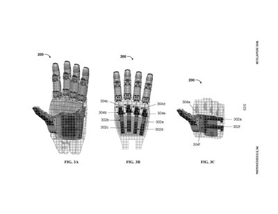Diagram from Tesla's patent showing the internal cable and actuator layout of the Optimus hand.