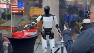 Tesla's Optimus Hands Out Sweets in Times Square