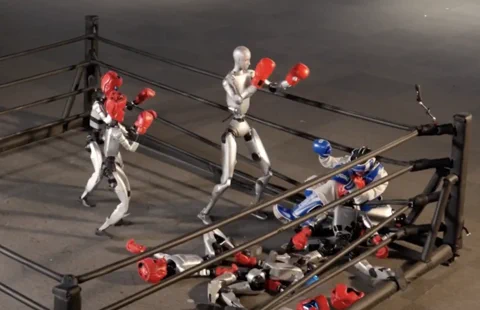 Unitree H2 Leads Robotic Squad in 1-vs-10 Human Takedown