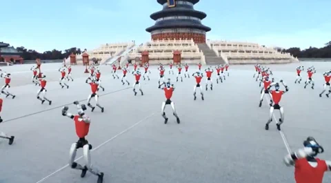 Unitree's 49-Robot Army Performs Synchronised Kung Fu