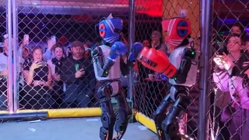 Humanoid Robots Battle in Dystopian Cage Showdown